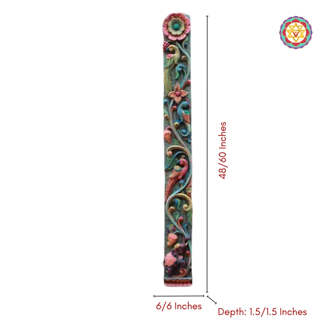 Multicolour carved vertical panel – 60×6 inches dimension view