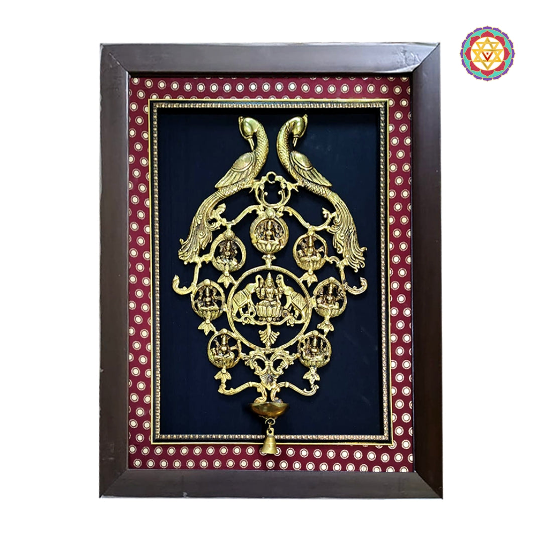 Divine Ashtalakshmi brass frame for temple or home decor