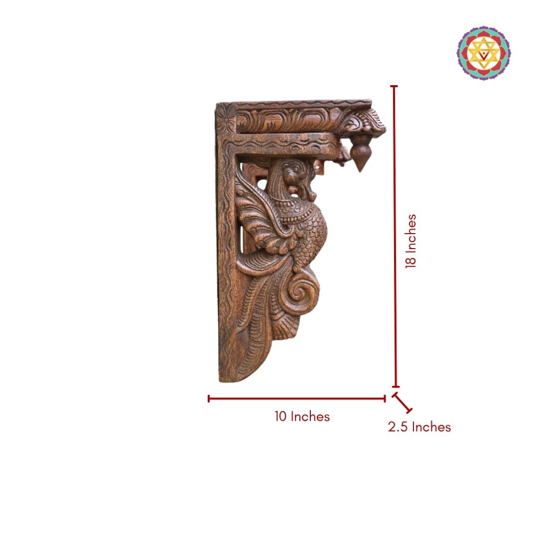 18” inches Woodcarved Intricately carved parrot with wings corbels /wall corbels (single)