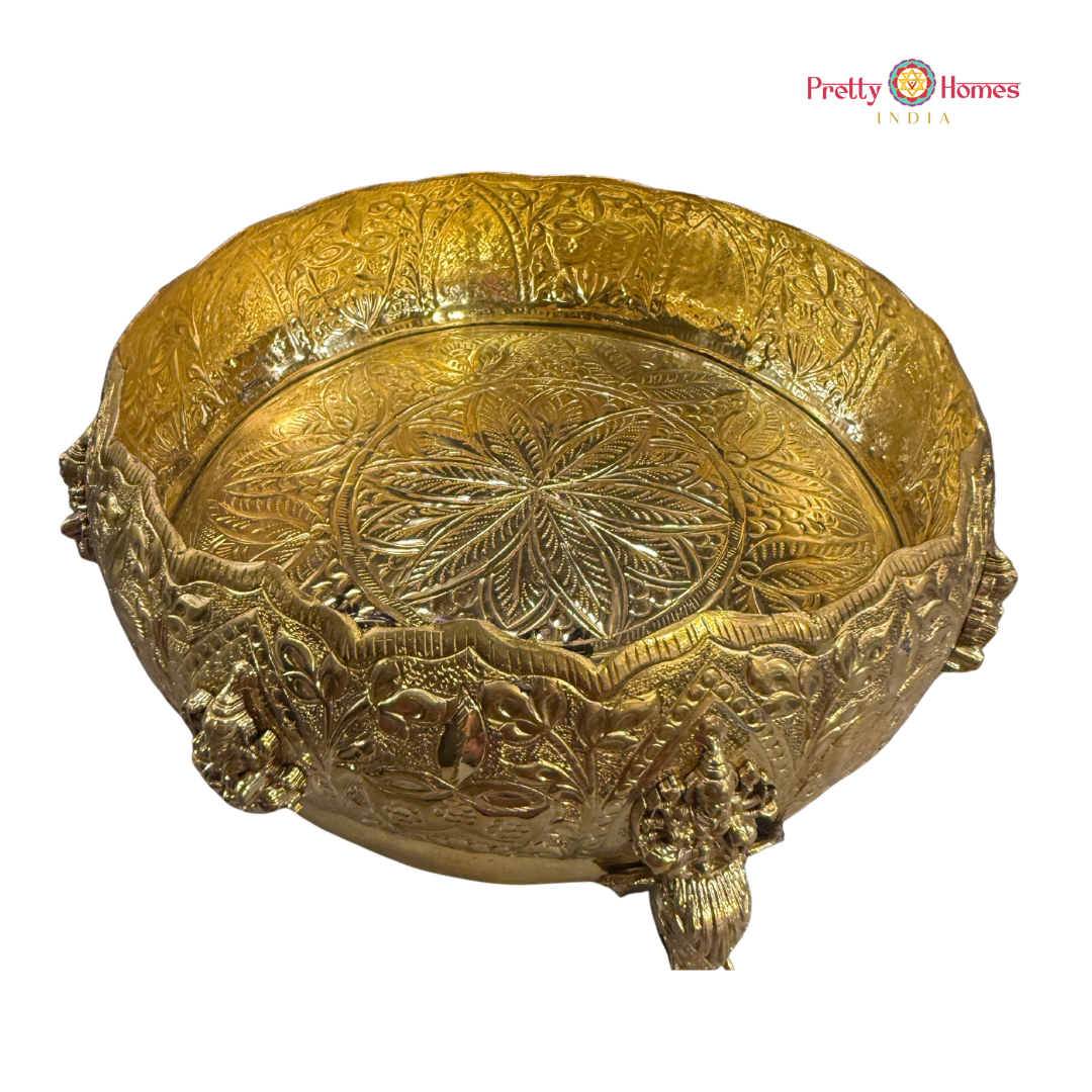 Super Fine Brass Ashtalakshmi Uruli with Elephant Legs