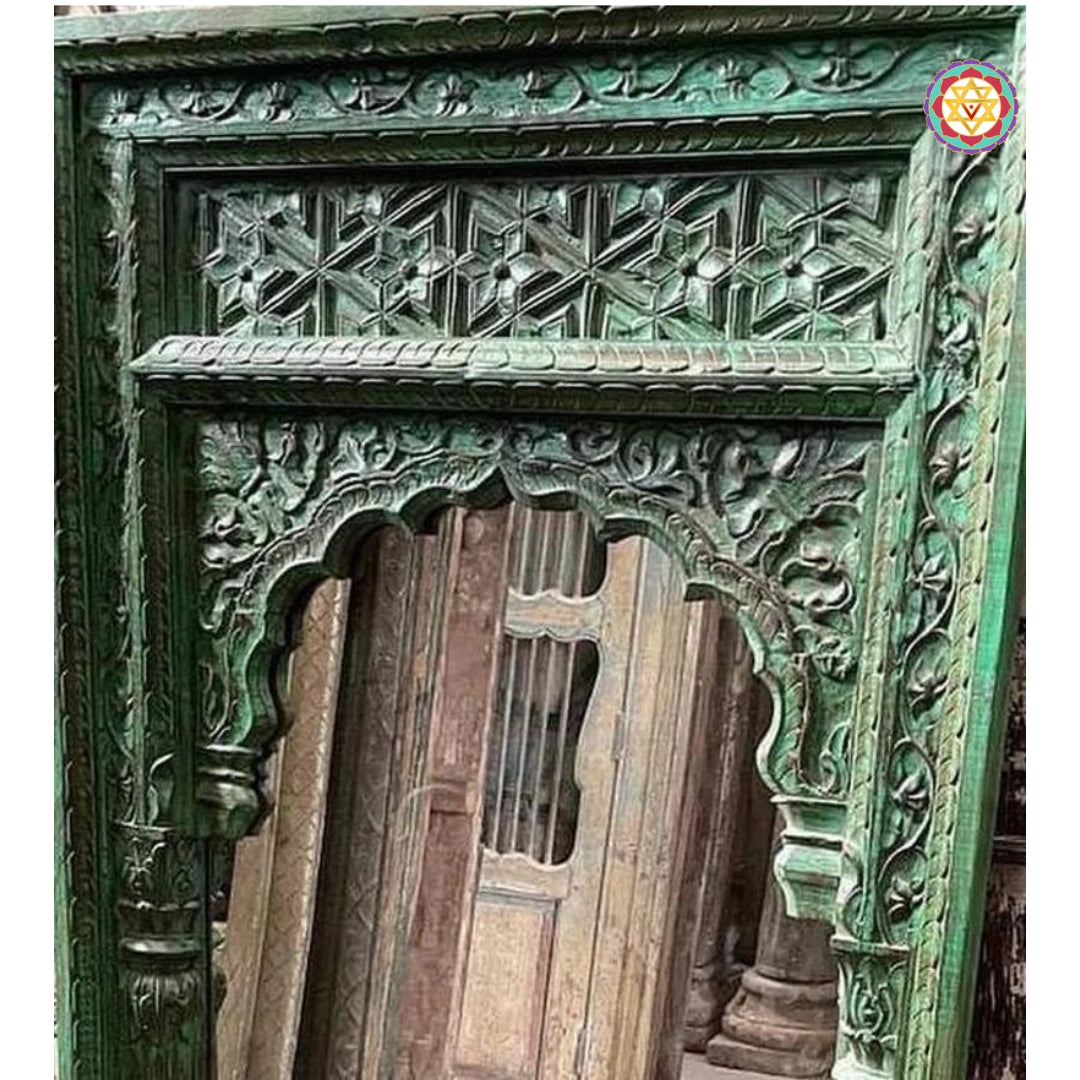 Handcarved wooden Jharokha Style Mirror