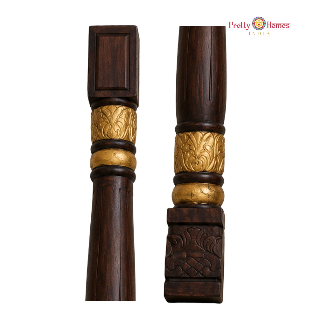 Wood-Carved Chettinad-Style Side Pillars (single piece)