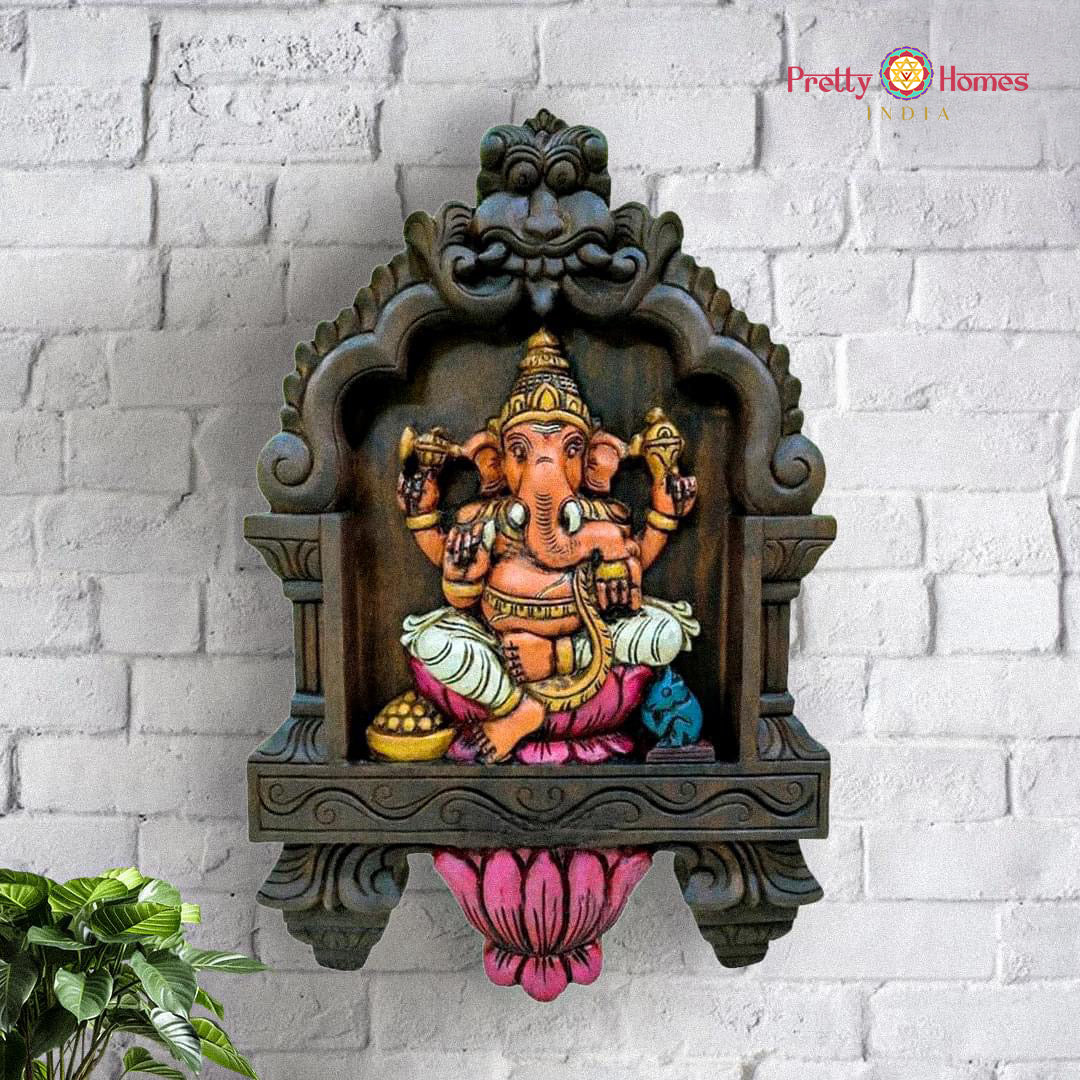 Woodcarved - Ganesha Wall Hanging Panel.