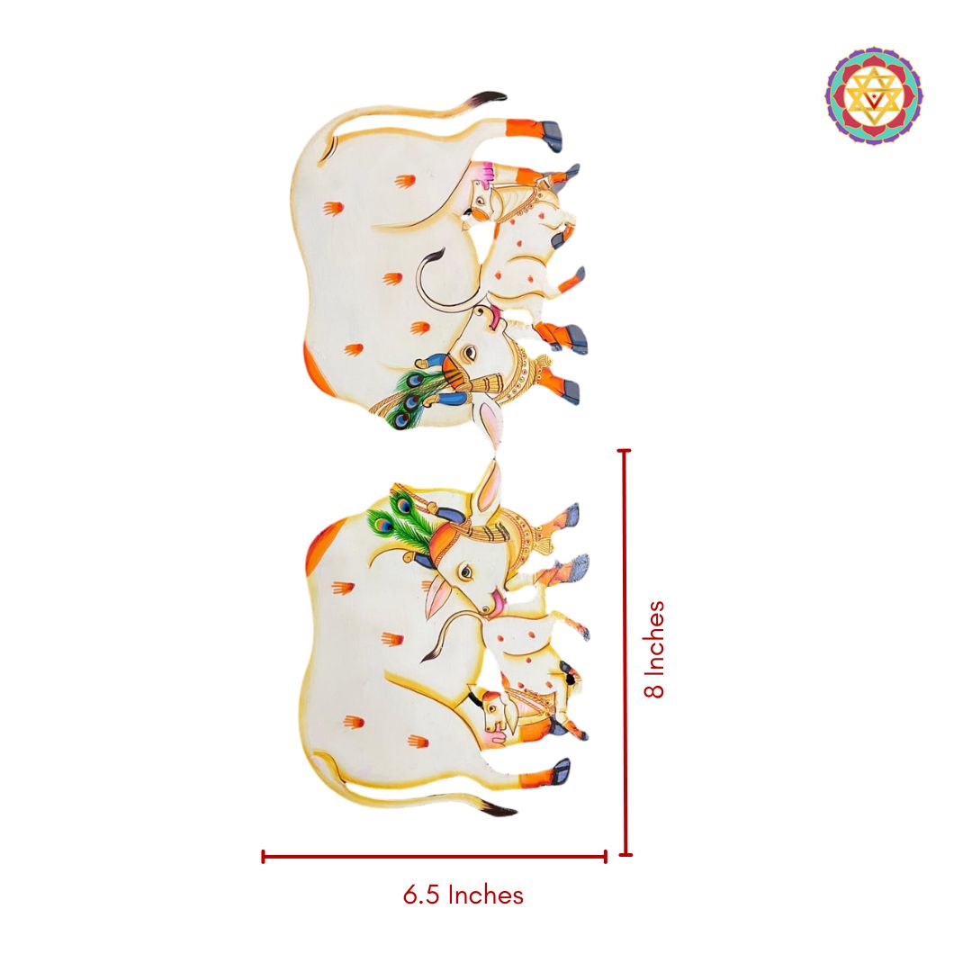 pichwai cow and calf display piece ready to hang cutout