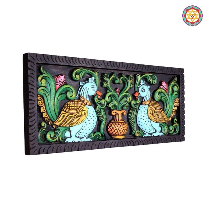 Horizontal Woodcarved Annapakshi Panel – Wall Mountable Decor