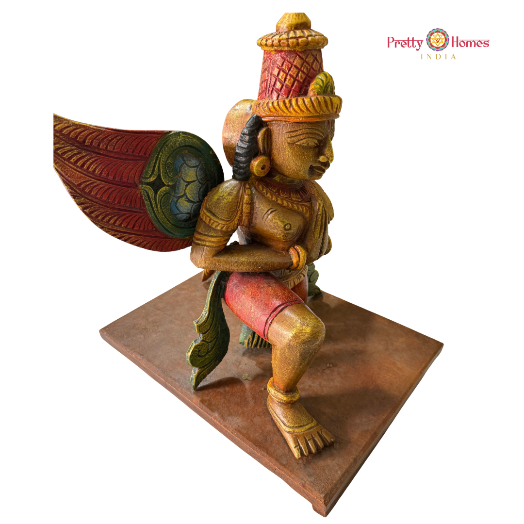 Hand-Carved Garuda Statue with Stand