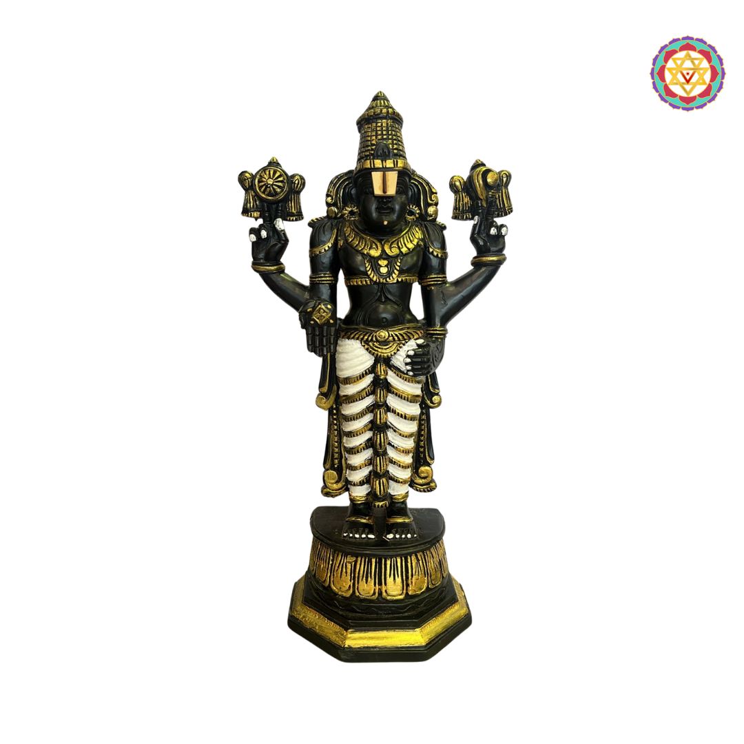 teakwood kalyan balaji statue traditional multicolour finish