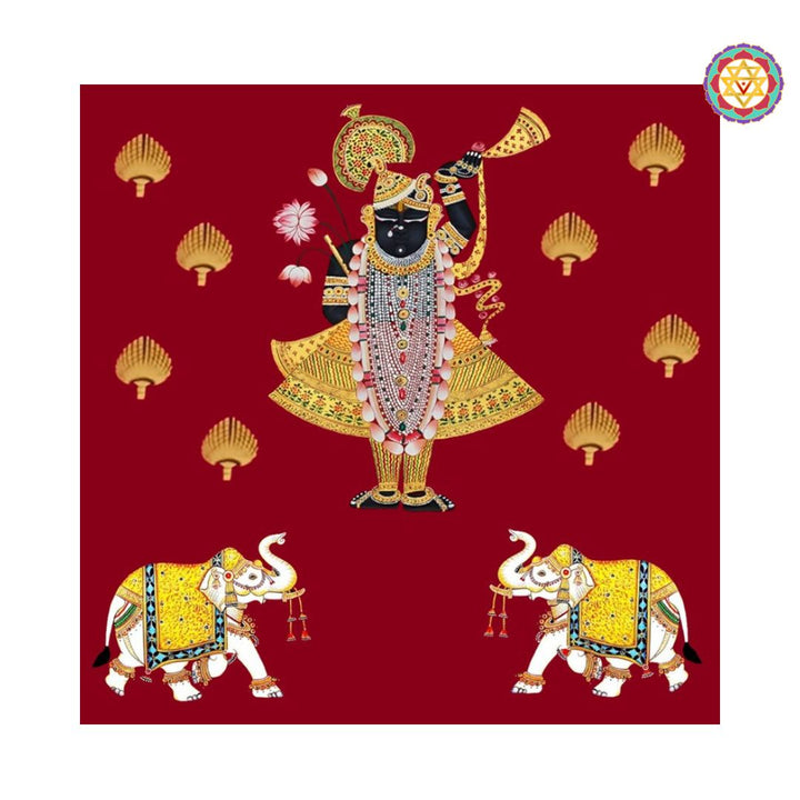 hand-painted shreenathji pichwai with elephants