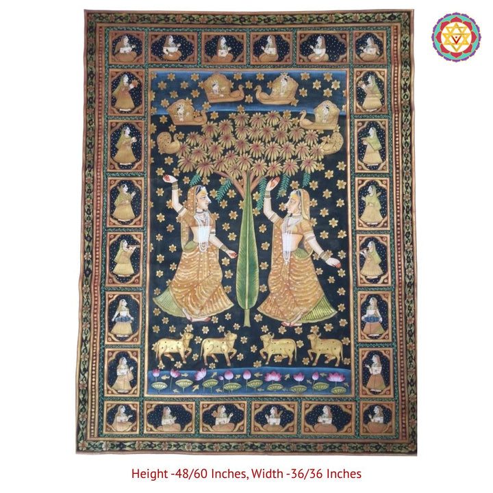 Handpainted Gopika Pichwai – Intricate Musical Apsaras
