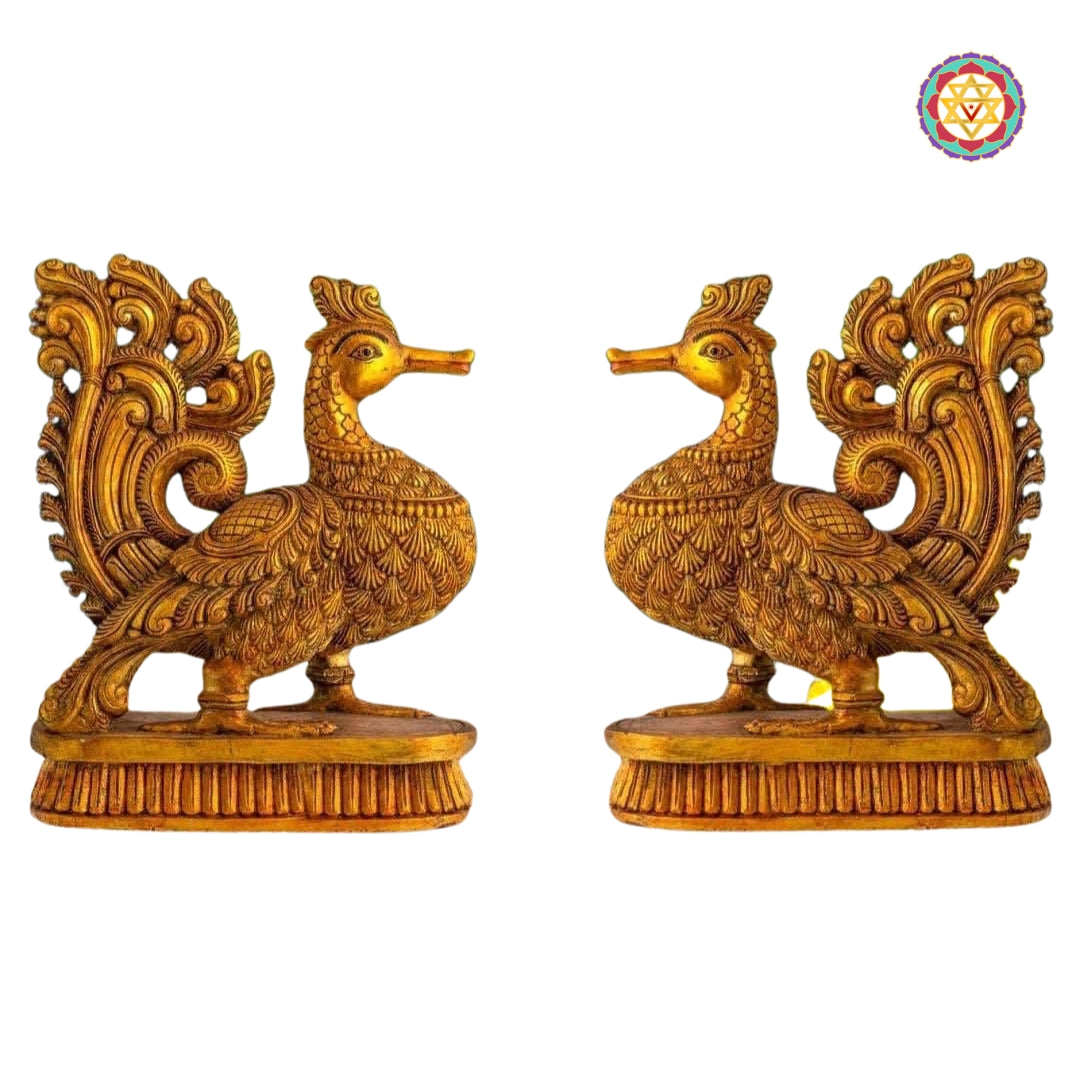 Standing Swan /Bird Hamsa (Annapakshi) Wooden Sculpture - Single