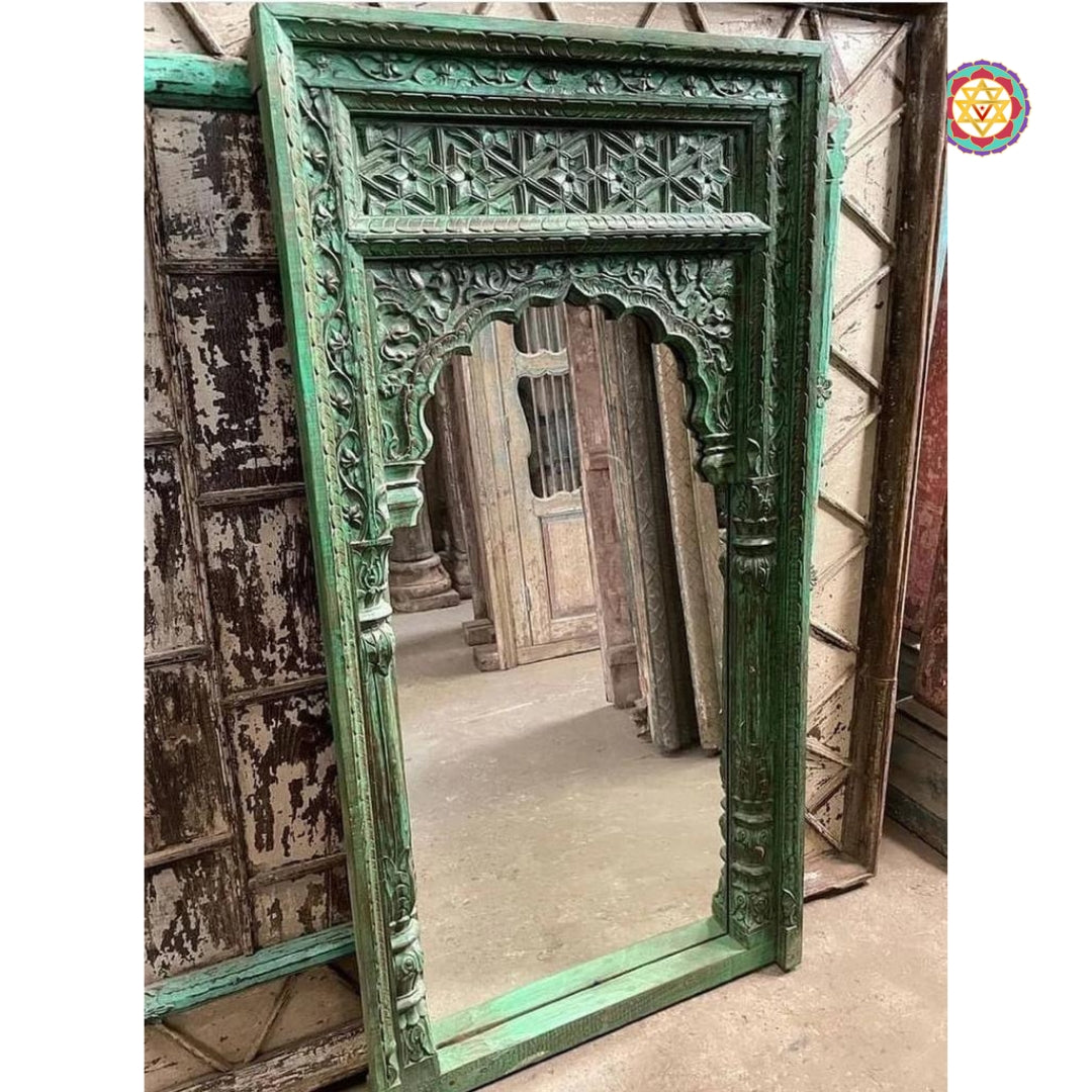 Handcarved wooden Jharokha Style Mirror