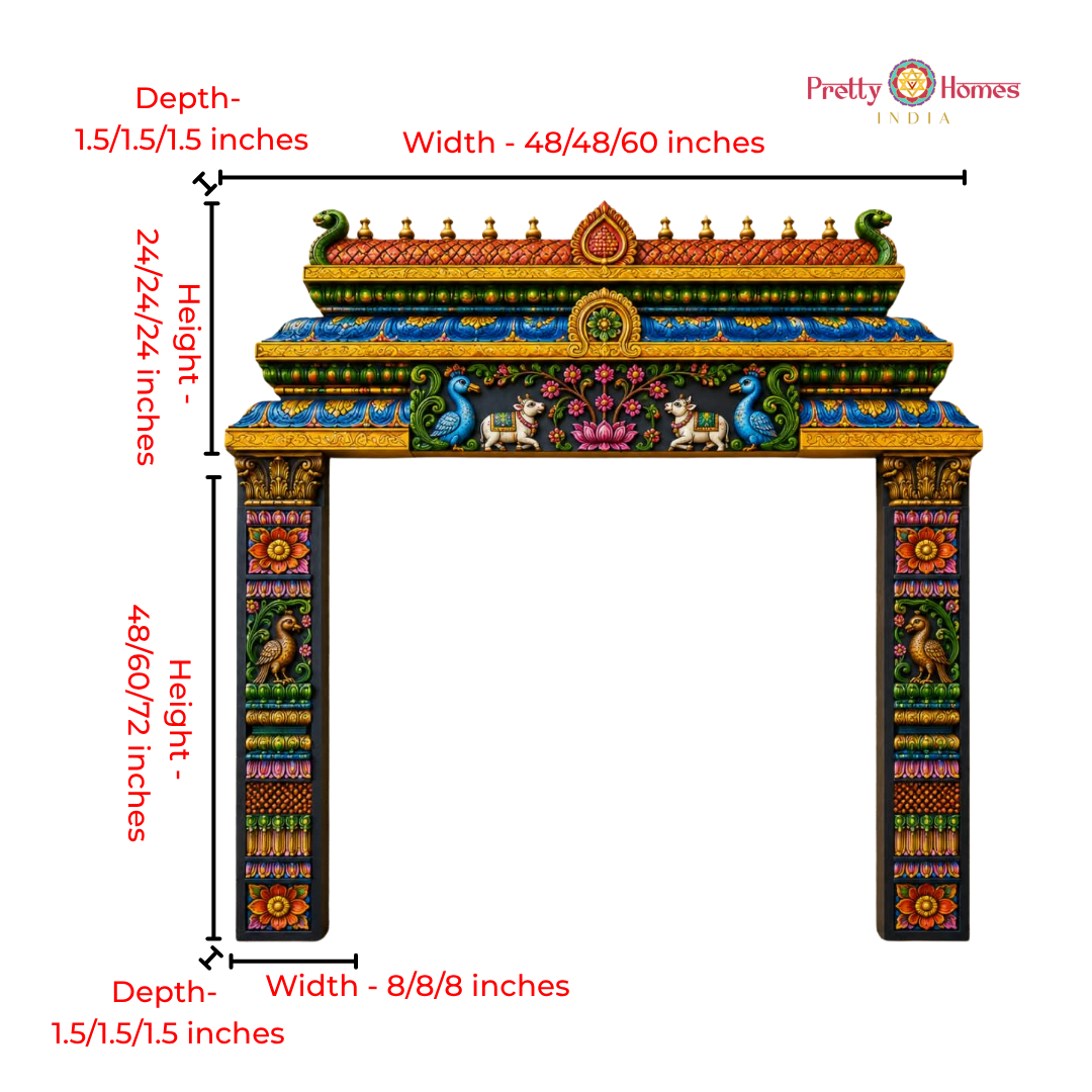 Multicolour Chettinad Gopuram with Nandi & Annam Pillars