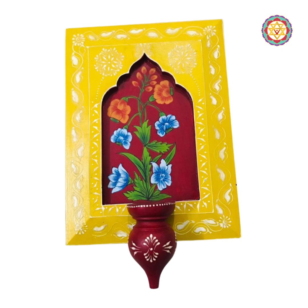 Yellow frame showing full dimensions and handcrafted detailing