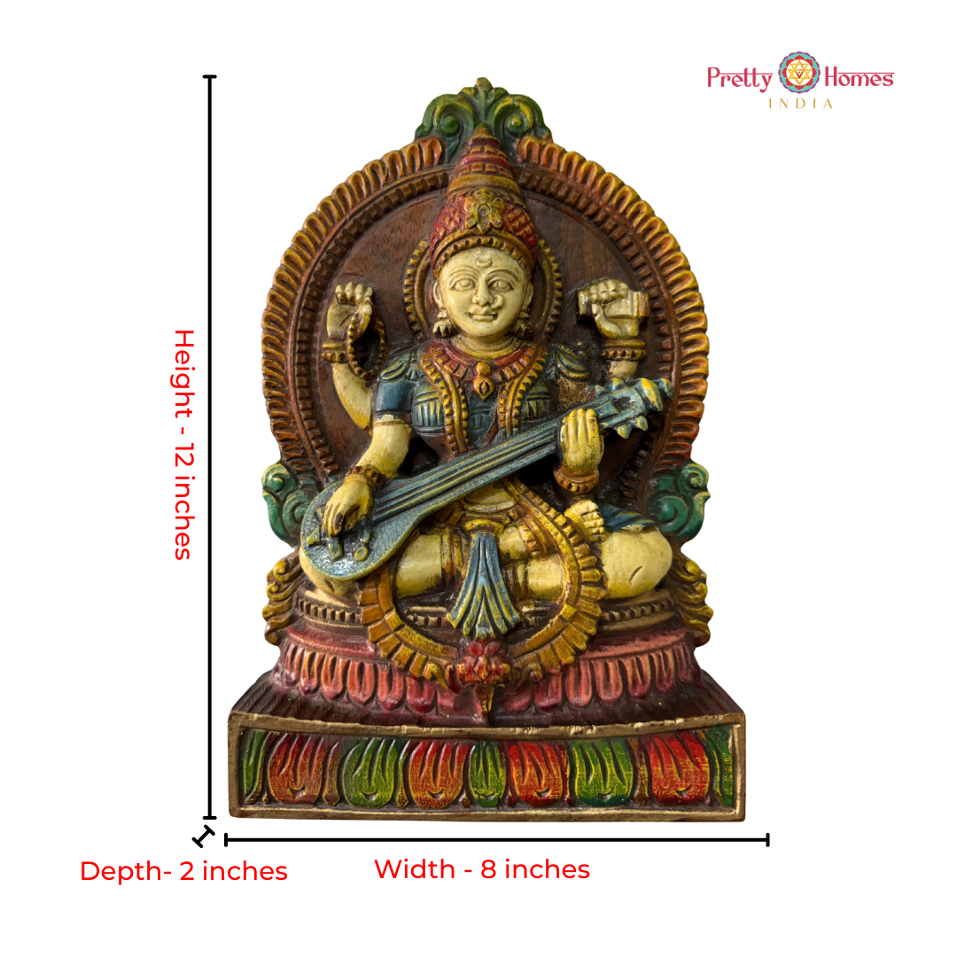 Hand-Carved Saraswati Wall Mount / Tabletop