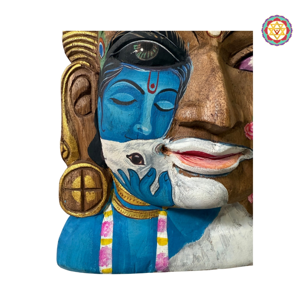18” Handcarved Vishnu Mask – Intricate Krishna Handpainting on Wood