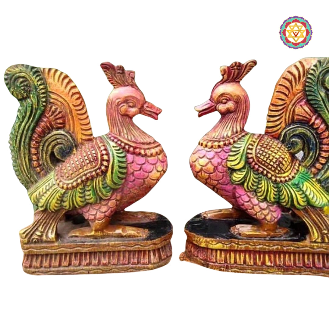 Standing Swan /Bird Hamsa (Annapakshi) Wooden Sculpture - Single