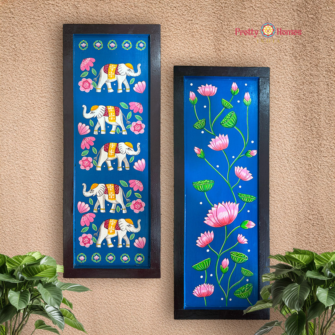 Vertical Trunk-Up Pichwai Wooden Frame – Handpainted & Ready to Hang