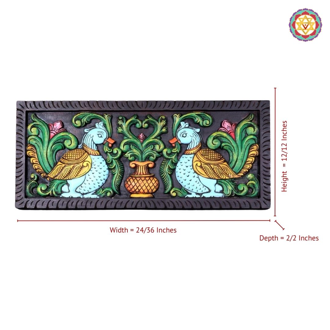Horizontal Woodcarved Annapakshi Panel – Wall Mountable Decor