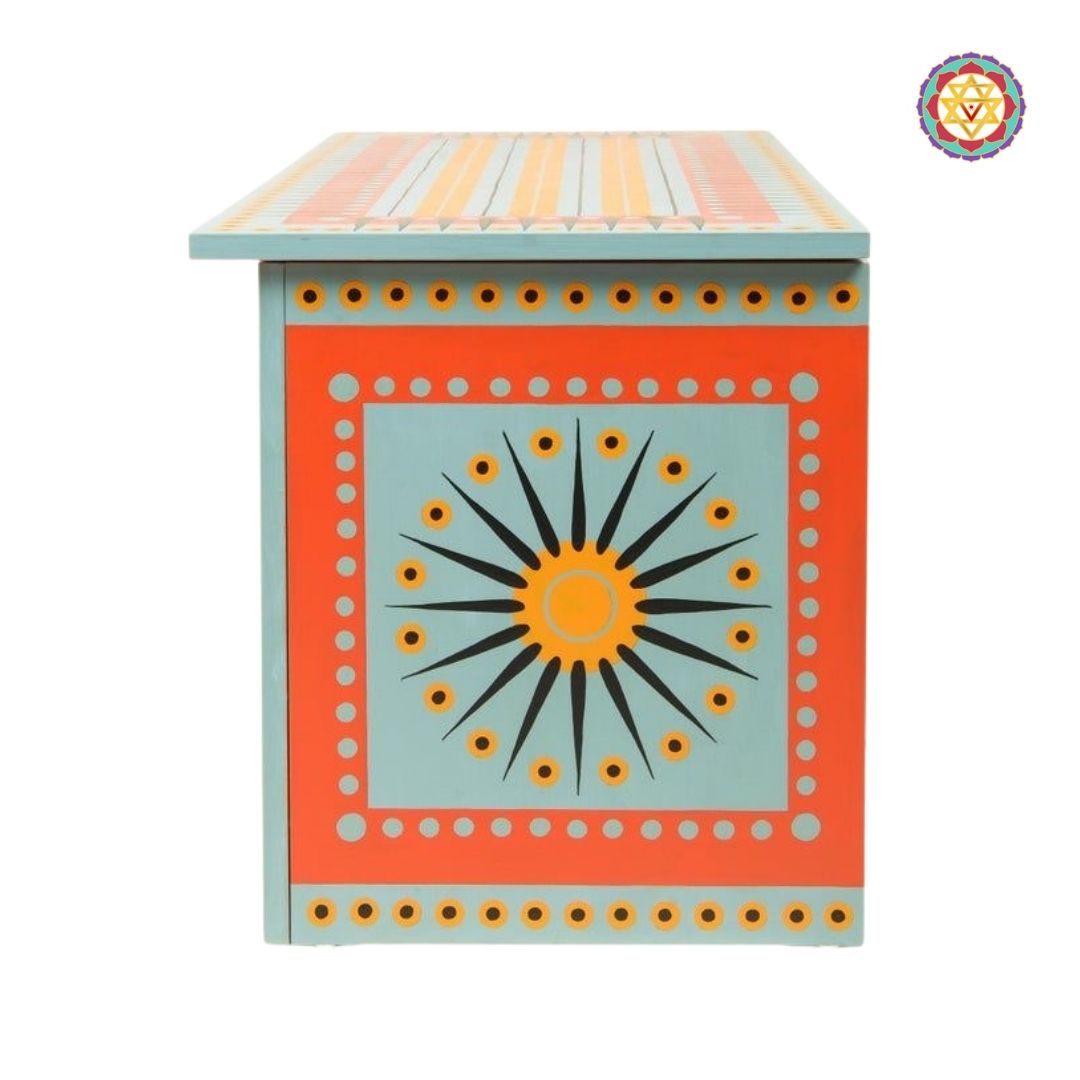 Wooden Handpainted Trunk – Contemporary Storage & Coffee Table