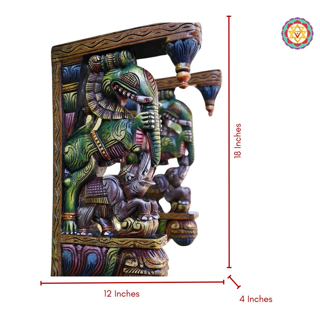 Pair of hand-carved wooden brackets for door frames or décor