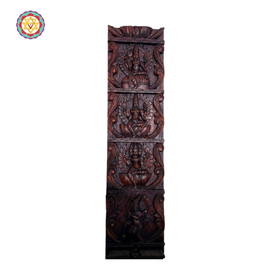 handcrafted wooden annapakshi wall art with intricate south indian motifs