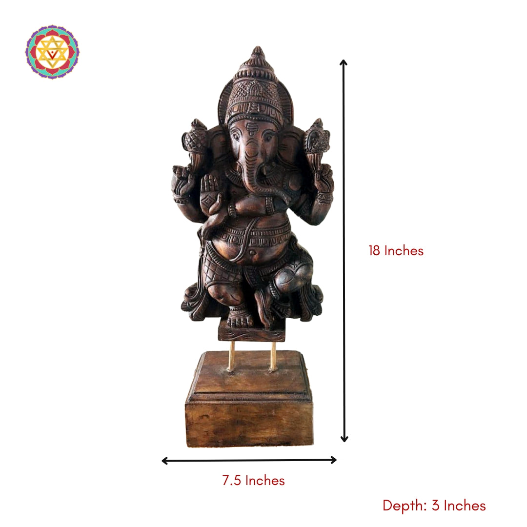 Hand Carved Dancing Ganesha on stand ,table top