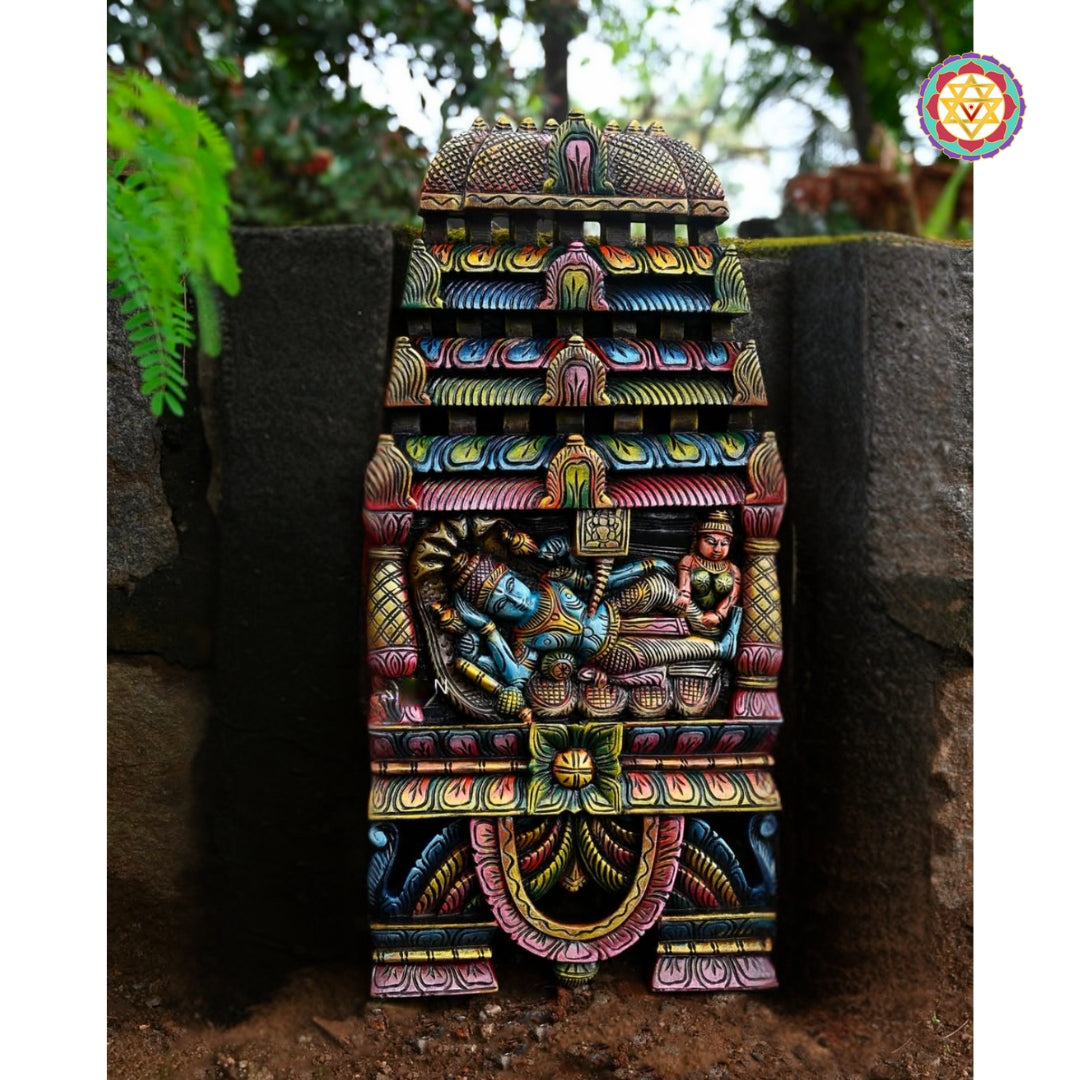Multicolor Kavadi wall mount of Vishnu and Lakshmi