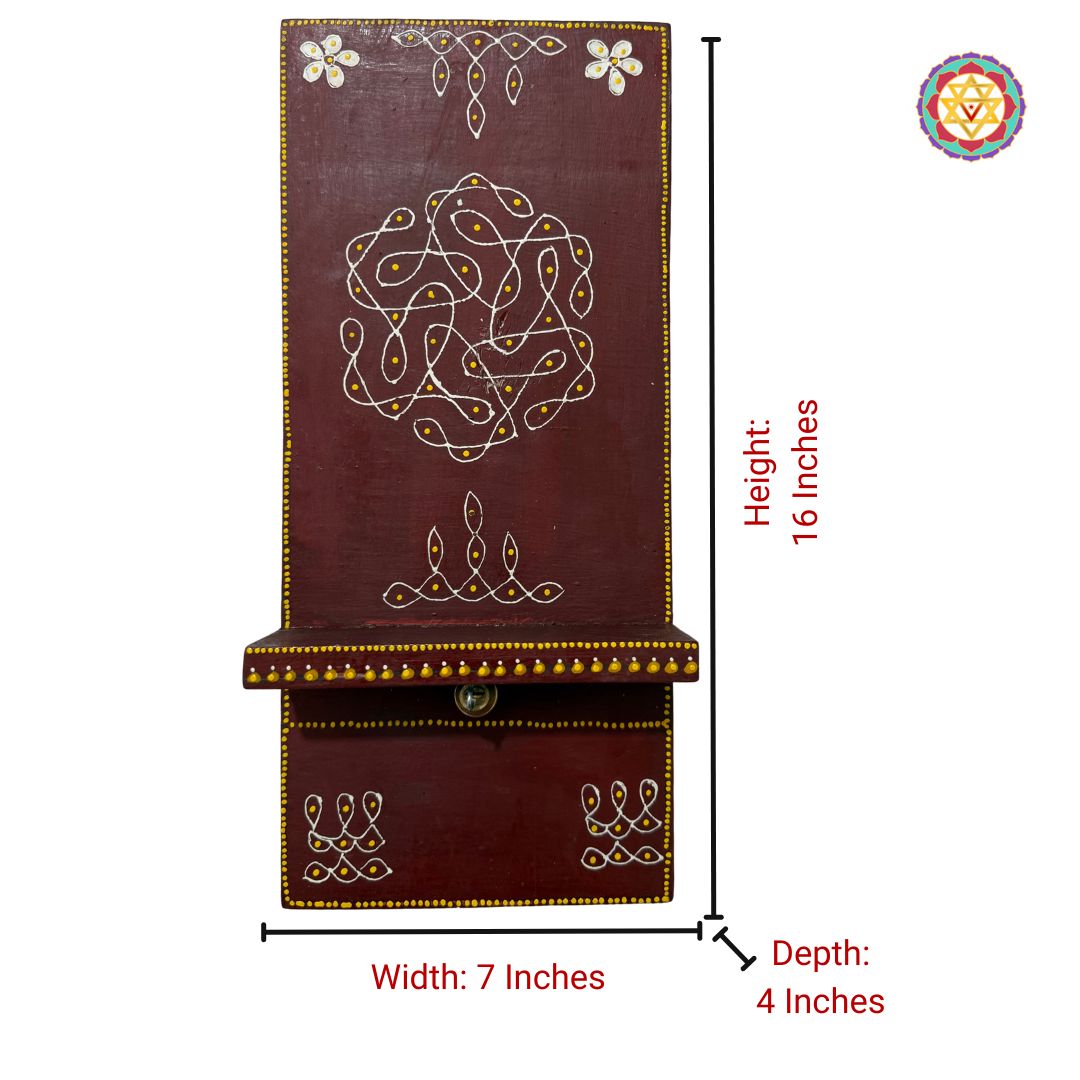 round gajalakshmi wall accent full view with lotus and elephant motifs