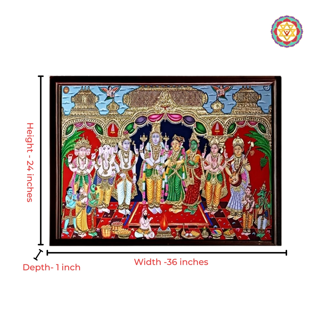 Handcrafted Tanjore Painting Lord Srinivasa Wedding Gold Foil