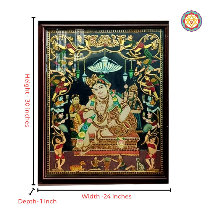 Handcrafted Tanjore Painting Lord Krishna Angels Gold Foil