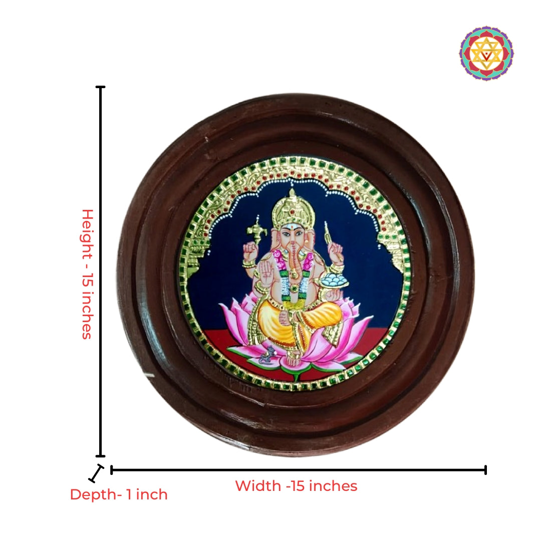 Handcrafted Tanjore Painting Lord Ganesha Gold Foil