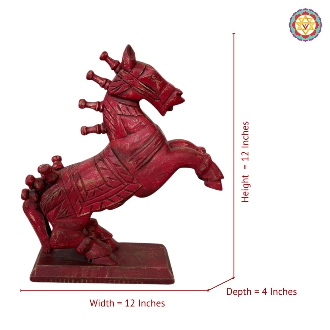 Decorative wooden horse statue showing fine artisan carving