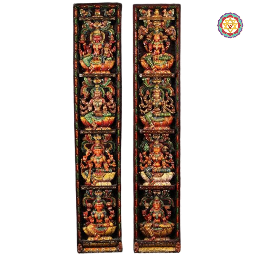 large vertical Ashtalakshmi panel pair