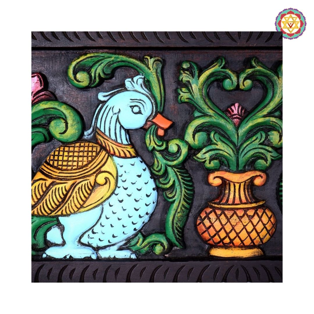 Horizontal Woodcarved Annapakshi Panel – Wall Mountable Decor