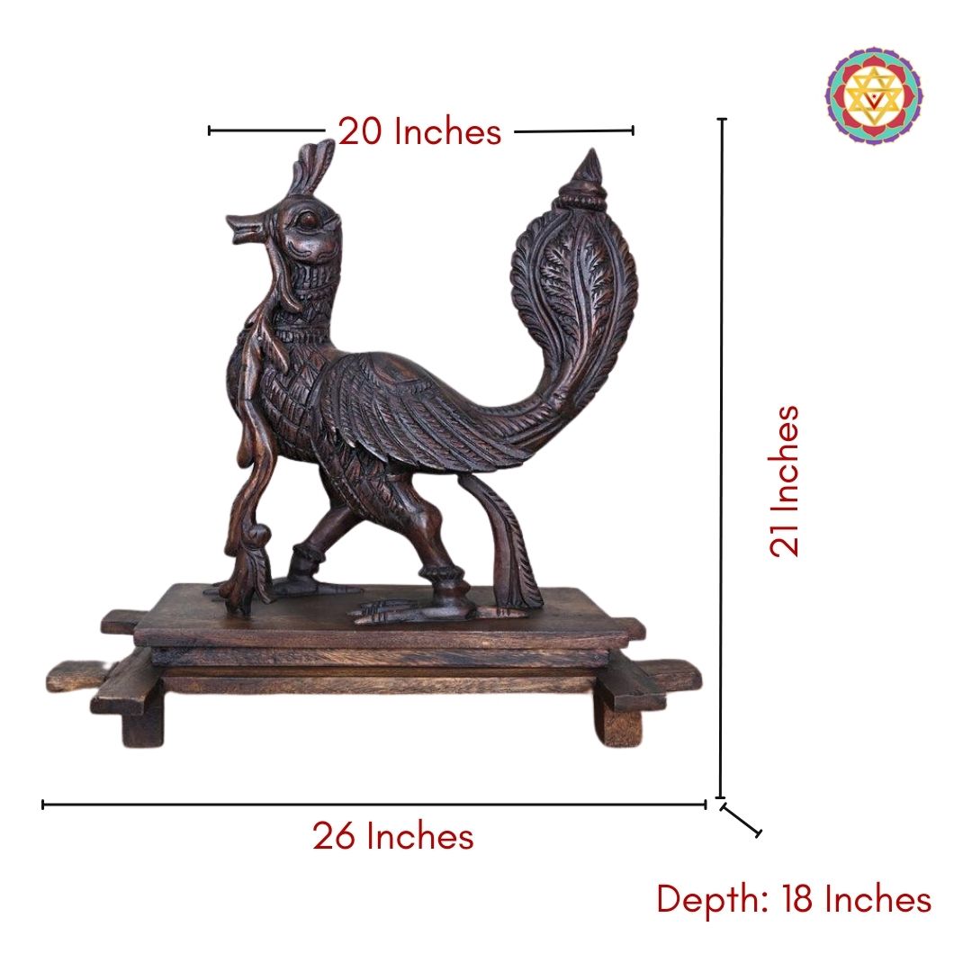 Standing Stunning Beautiful Bird Hamsa (Annapakshi) Showpiece Wooden Sculpture