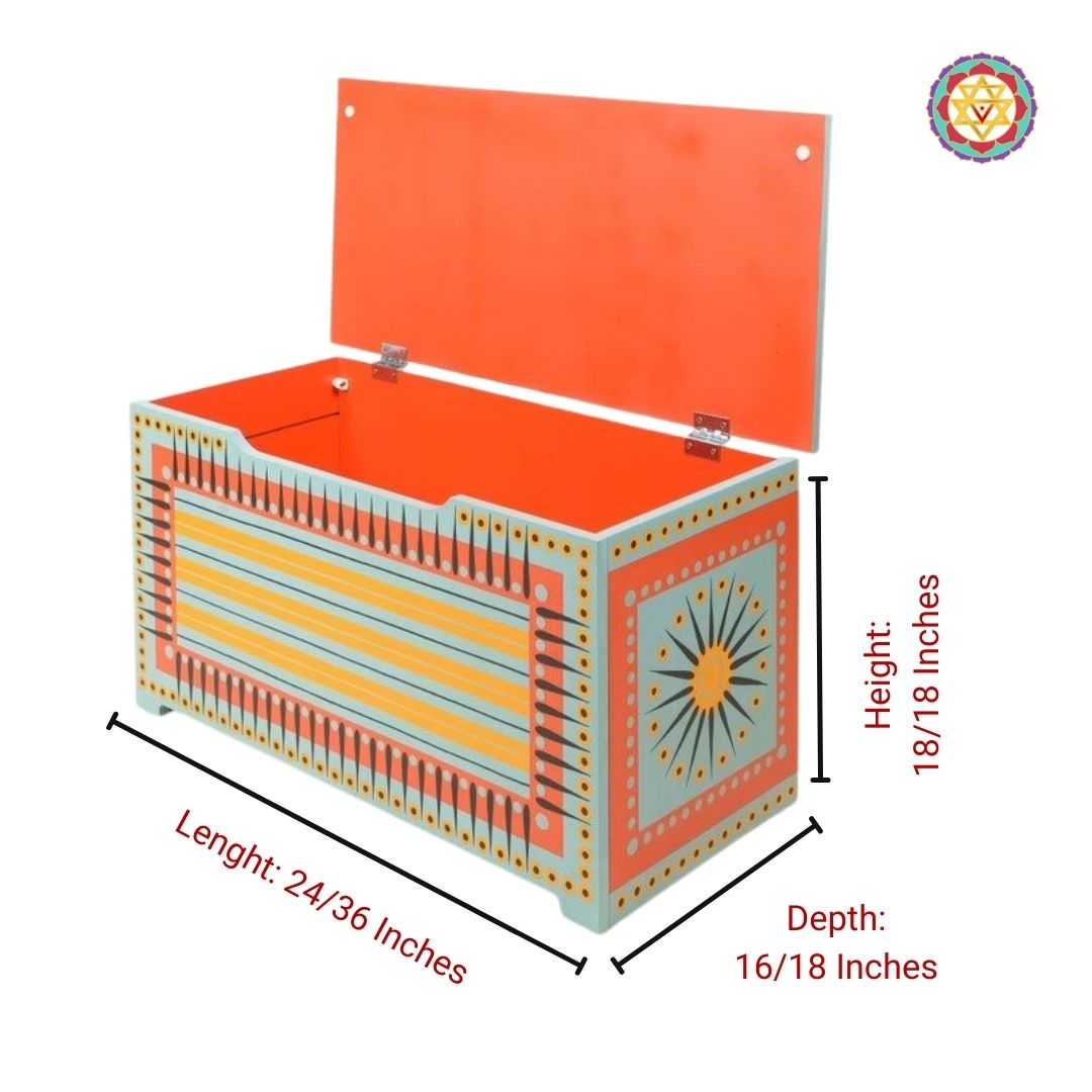 Wooden Handpainted Trunk – Contemporary Storage & Coffee Table
