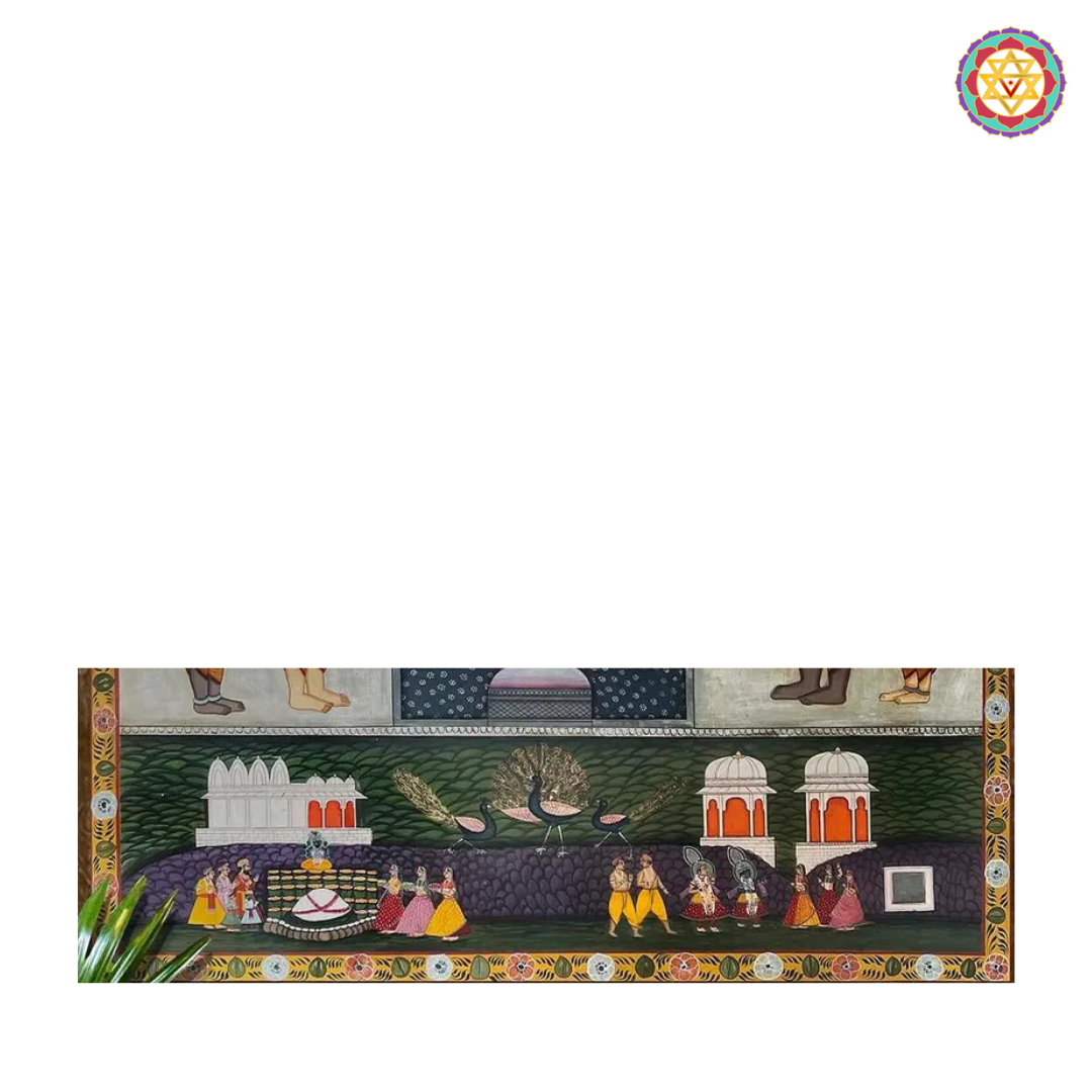 Handpainted pichwai -Sharad Poornima Raas – Shrinathji with Gopikas