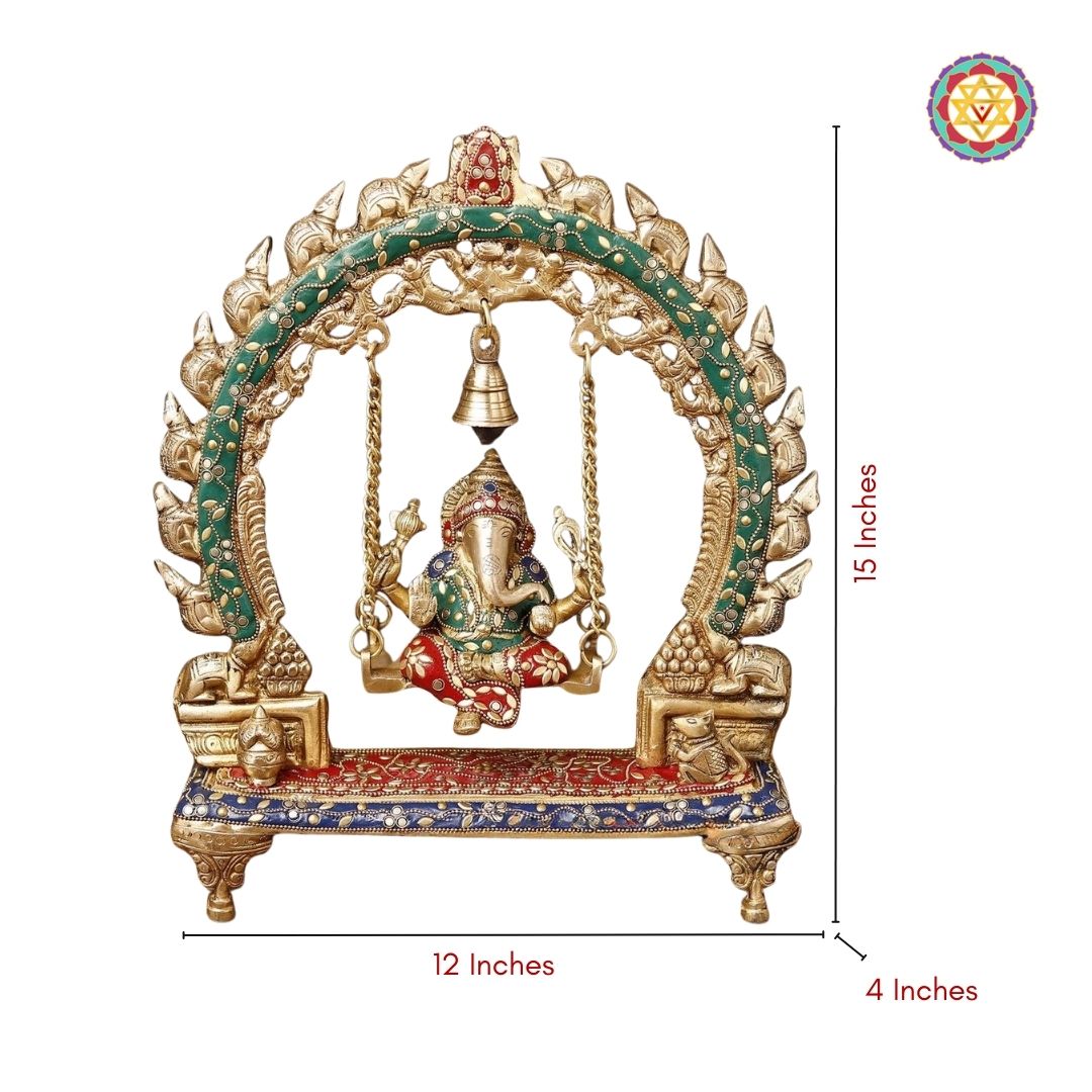 Ganesh swing displayed in festive arrangement