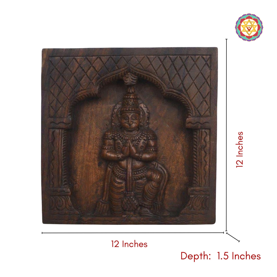 Handcarved Square Lord Hanuman Wall hanging frame