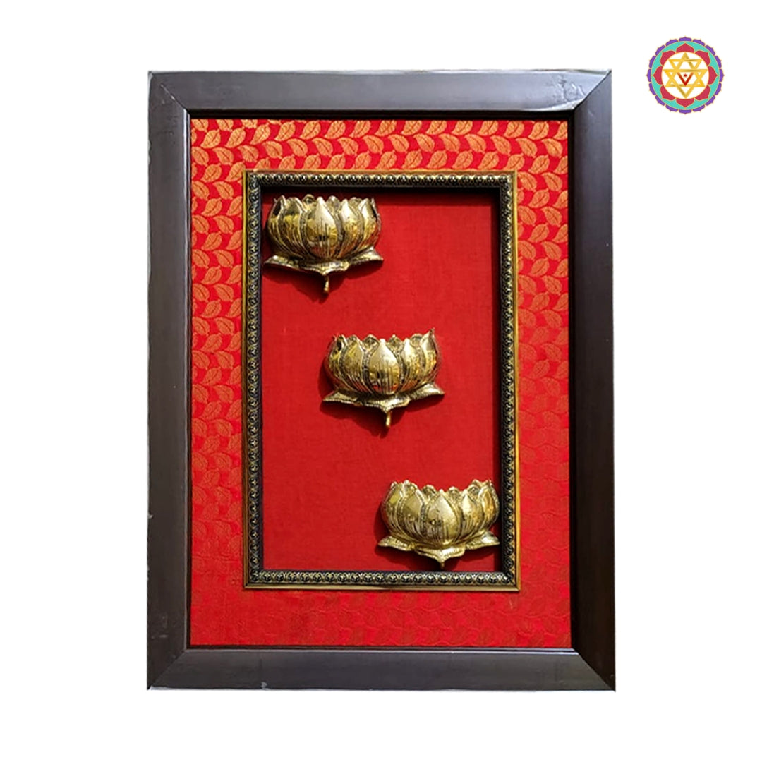 Brass lotus Wall hanging frame  With 3 lotuses