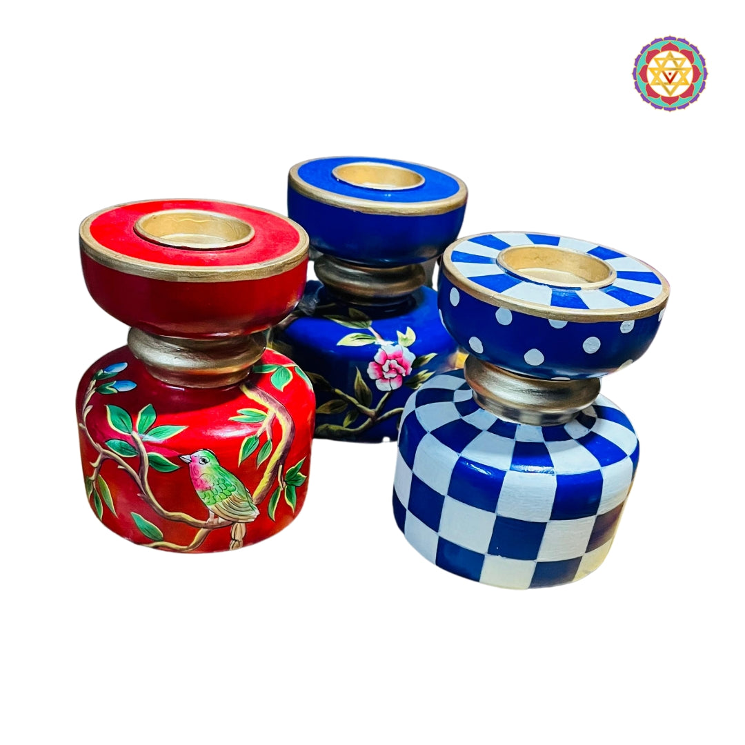 Vintage hand-painted display stands.