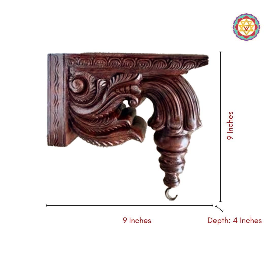 Woodcarved Traditional Style Bodhil brackets .Chettinad Style Wallhangings (Single)