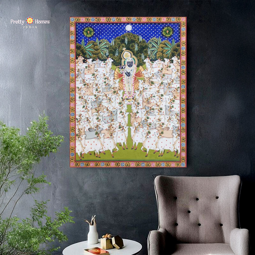 wooden ganesha frame set with parrot carvings for temple wall decoration