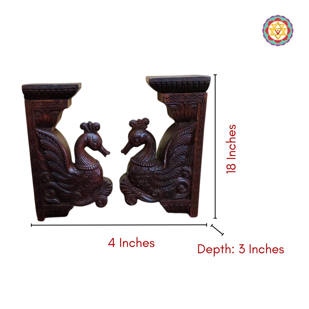 Woodcarved Annam/ Swan Statue Wooden Wall Bracket .Superfine finish (Single)