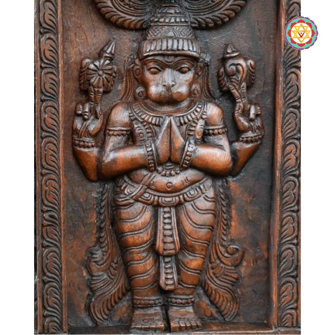 Vagai wood Hanuman panel for ethnic wall decor