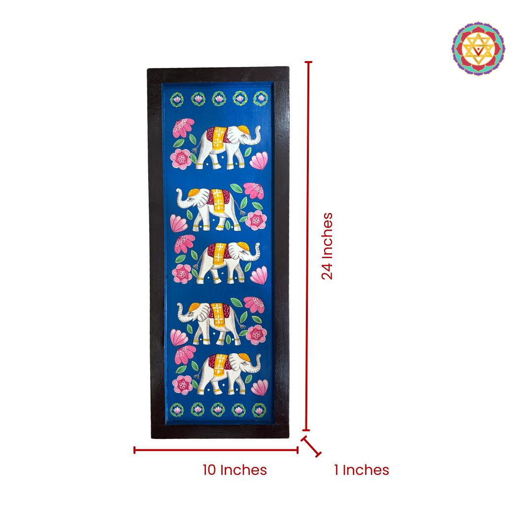 Vertical Trunk-Up Pichwai Wooden Frame – Handpainted & Ready to Hang