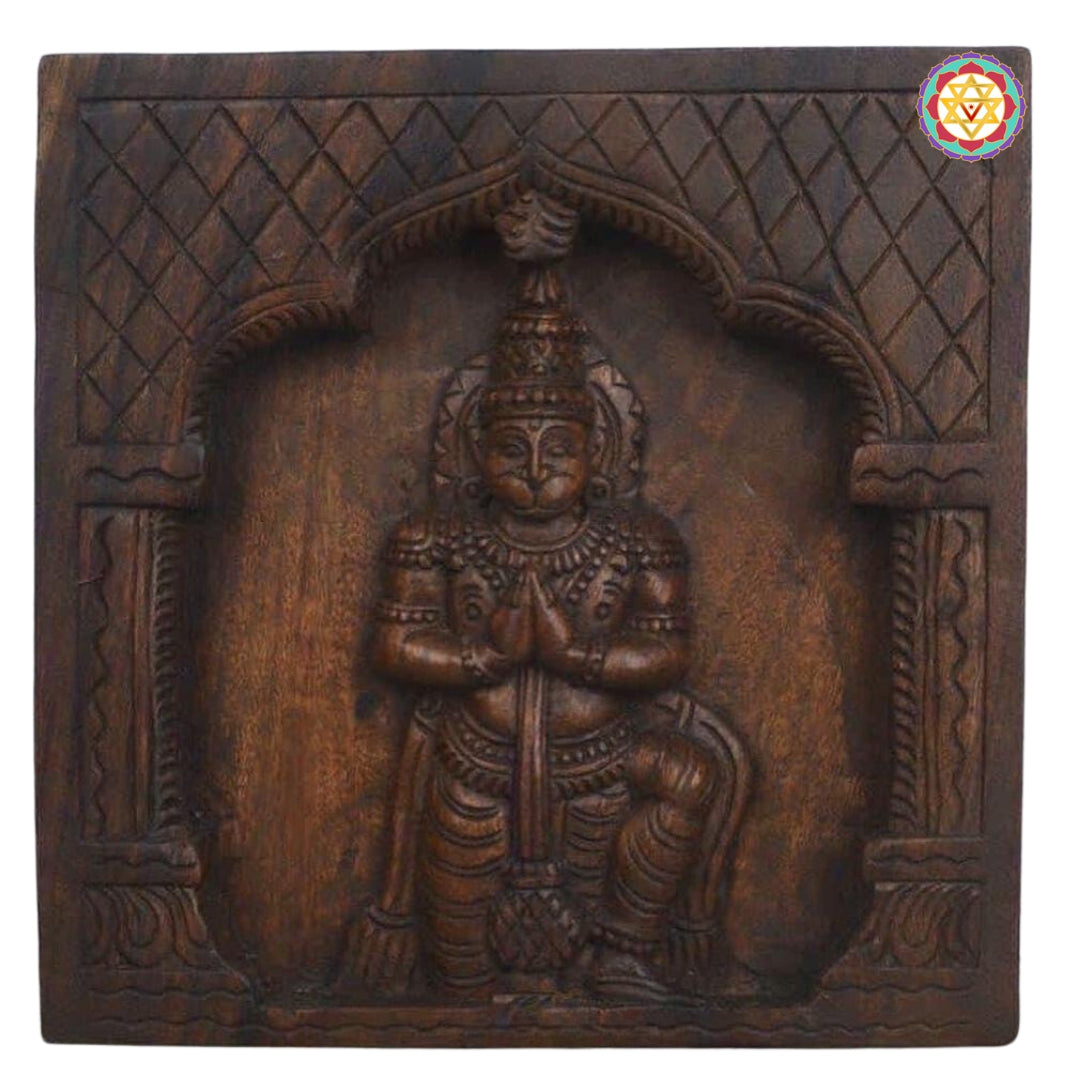 Handcarved Square Lord Hanuman Wall hanging frame