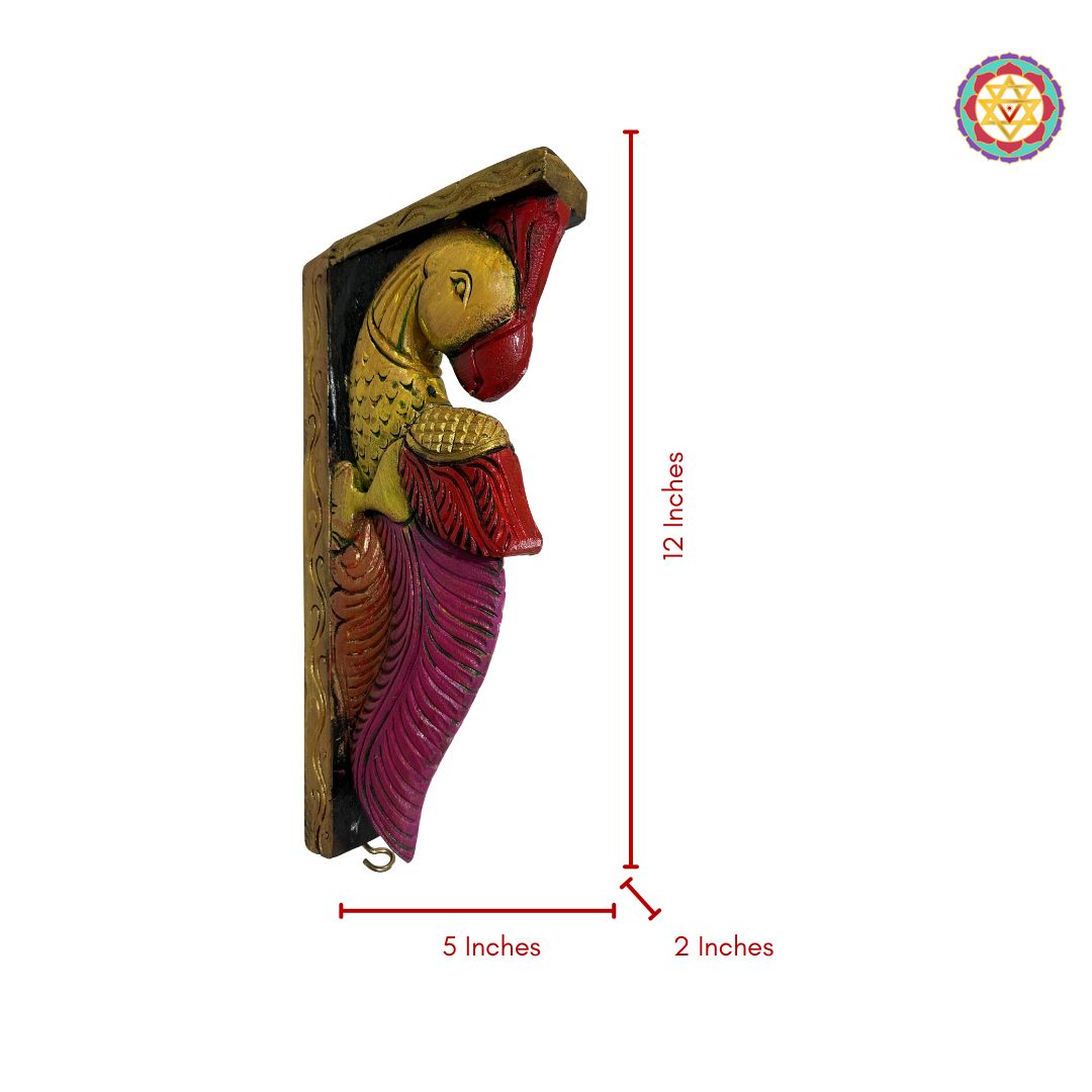 Decorative wall bracket with measurements on a white background