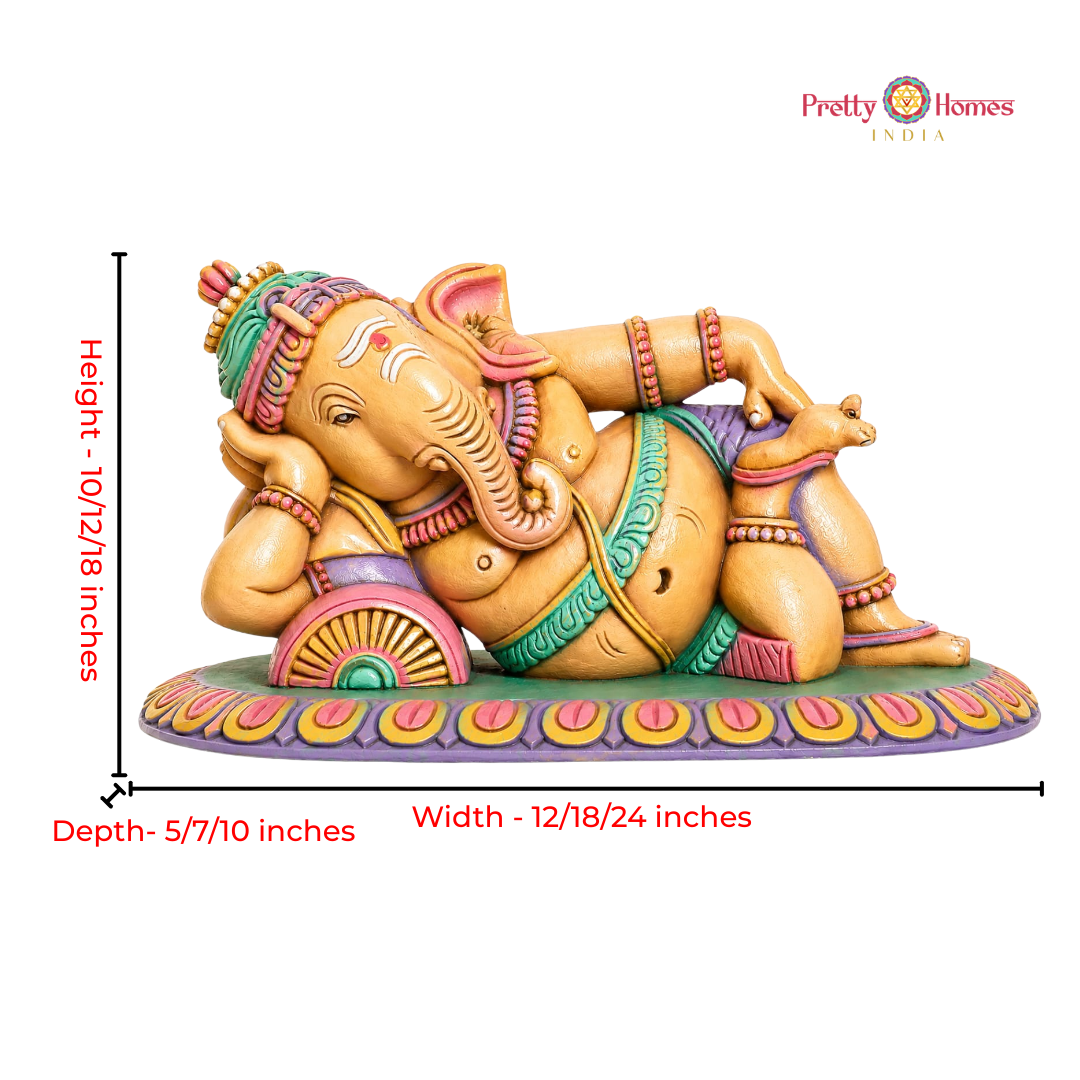 Fine Finish Multicoloured Resting Ganesha