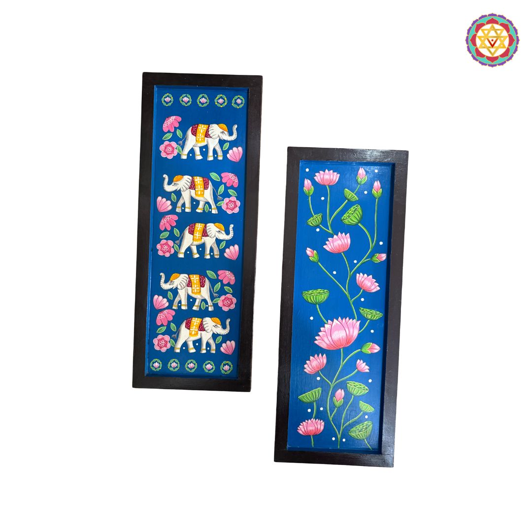 Vertical Trunk-Up Pichwai Wooden Frame – Handpainted & Ready to Hang